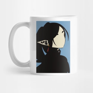 A design featuring Frieren the elf girl character as Frieren the Slayer in minimalist silhouette style from Sousou no Frieren Frieren Beyond Journeys End or Frieren at Funeral anime fall 2023 SNF65 Mug